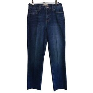 L'agence Jeans Women's Size 25 Blue Alta Sada Crop Slim Straight Raw Hem